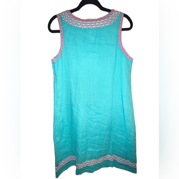 {NWT Hatley Linen Embroidered Portia Sheath Dress in Ceramic Blue Size M} - Picture 8 of 12